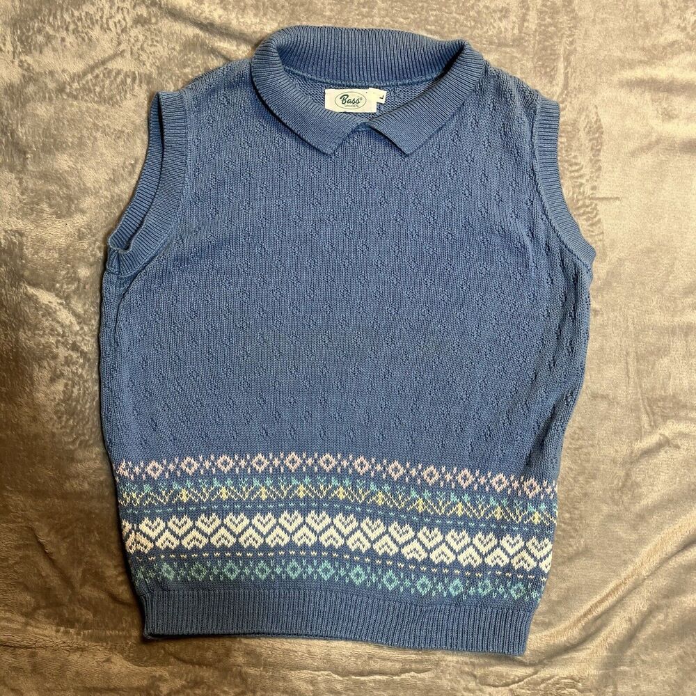 Bass‎ Sweater Vest Women’s Size L Preppy Geometric Grandma Core Y2K Cardigan Top